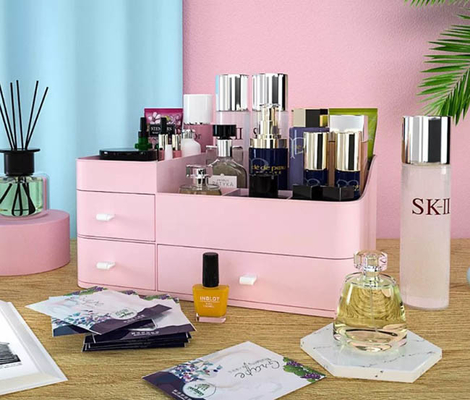 Organizador cosmético del maquillaje de la caja de almacenamiento de escritorio plástica grande de la barra de labios