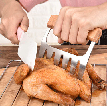 La trituradora de la carne del metal agarra bifurcaciones de acero inoxidables de la carne con la manija de madera para destrozar