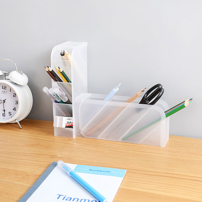 Tenedor plástico del lápiz del maquillaje del contenedor de almacenamiento brillante rectangular del hogar