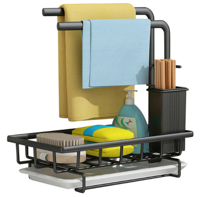 Tenedor de la esponja con la cacerola del dren para la herramienta de la cocina del estante de la paño de cocina de la jabonera del cepillo de la esponja