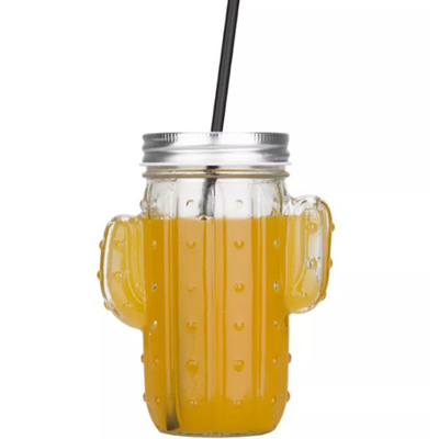Verano de cristal Juice Cup With Straw 400ml de la taza del agua del cactus del hogar