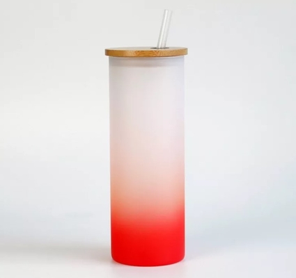 botella de agua helada de encargo de la pendiente de las tazas de consumición de la sublimación 18oz con la tapa de bambú