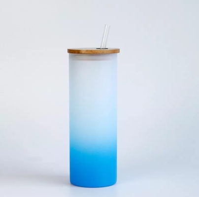 botella de agua helada de encargo de la pendiente de las tazas de consumición de la sublimación 18oz con la tapa de bambú