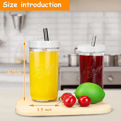 Tazas reutilizables del Smoothie de la boca del té ancho del vidrio con la paja 16oz 24oz