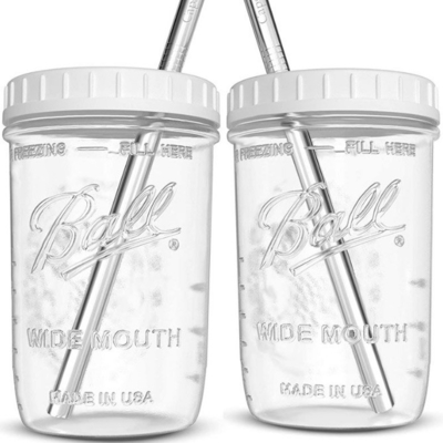 Tazas reutilizables del Smoothie de la boca del té ancho del vidrio con la paja 16oz 24oz