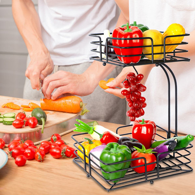 Fuentes de la cocina del soporte de la cesta de fruta de la grada de la ejecución 2 del alambre de metal