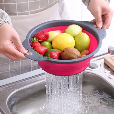 Fuentes plegables de la cocina del bulto de la cesta de dren de fregadero del filtro de la legumbre de fruta del silicón