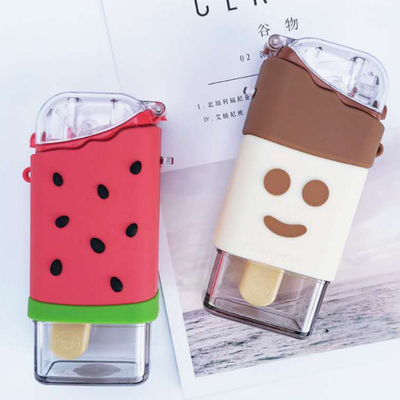 Taza formada linda de la botella de agua del helado de los niños con la paja 10OZ