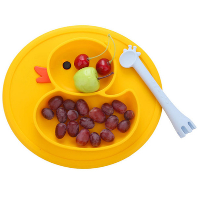 No deslice las placas amarillas de Duck Silicone Divided Plate Toddler