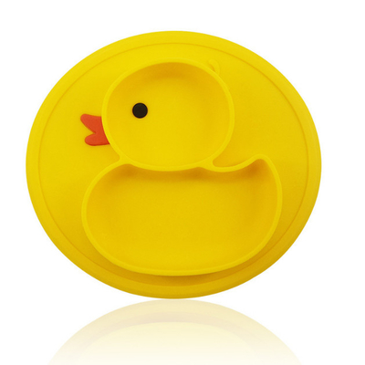 No deslice las placas amarillas de Duck Silicone Divided Plate Toddler