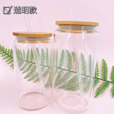 12oz 16oz tapa de 25oz Juice Glass Cup With Straw y de bambú