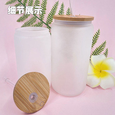 12oz 16oz tapa de 25oz Juice Glass Cup With Straw y de bambú