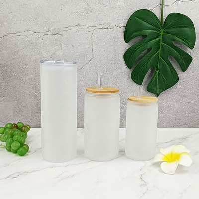 12oz 16oz tapa de 25oz Juice Glass Cup With Straw y de bambú