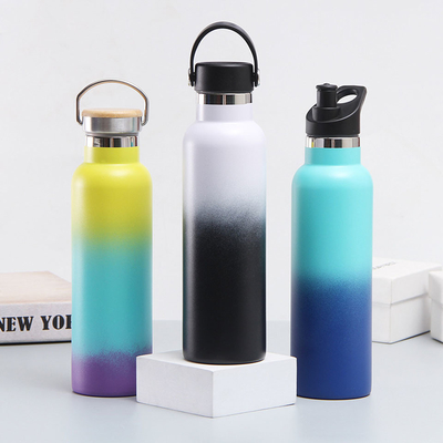 botella de agua de encargo de acero inoxidable de las tazas de consumición de la pared del doble 600ml con la tapa