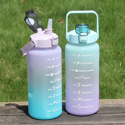 Botella de agua de motivación de encargo al aire libre portátil del galón de las tazas de consumición 2000ML