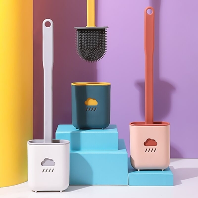 Cepillo plástico del retrete del silicón de los productos de los electrodomésticos lindos del multicolor con el tenedor