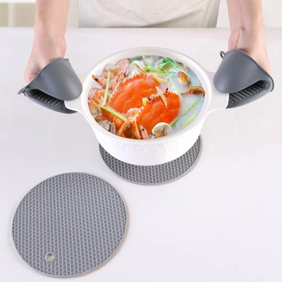 Silicón a prueba de calor Oven Mitts Pot Holders Sets para cocer