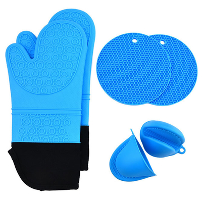 Silicón a prueba de calor Oven Mitts Pot Holders Sets para cocer
