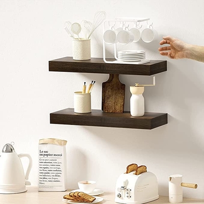 Repisas de madera montadas en la pared flotantes de los estantes para la cocina del cuarto de baño de la sala de estar del dormitorio