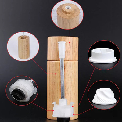 Amoladora de pimienta de madera de goma del artilugio de los contenedores de almacenamiento de la especia del hogar