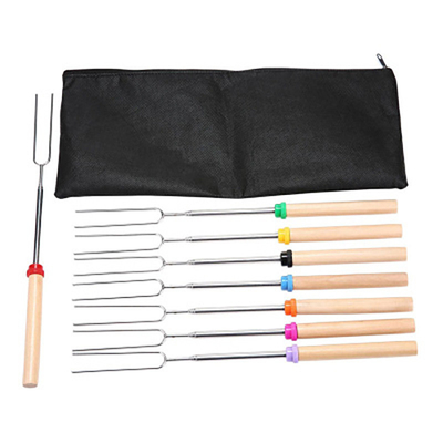 Palillos de acero inoxidables de la asación de la melcocha de los pinchos de la BARBACOA al aire libre con la manija de madera
