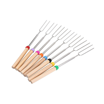 Palillos de acero inoxidables de la asación de la melcocha de los pinchos de la BARBACOA al aire libre con la manija de madera