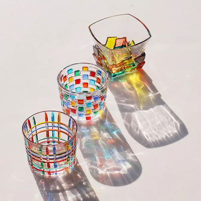 Mosaico colorido Crystal Glass Cup Mug del estilo del Ins para el whisky 270ml del café express