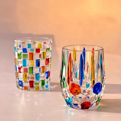 Mosaico colorido Crystal Glass Cup Mug del estilo del Ins para el whisky 270ml del café express