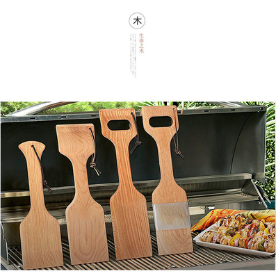 Las herramientas y los accesorios de madera naturales libres de la BARBACOA de la cerda asan a la parrilla el raspador