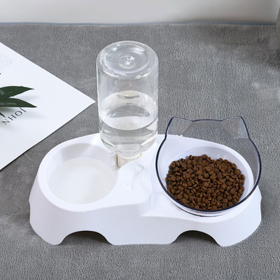 El perro plástico acaricia la botella doble de Cat Food Bowls With Automatic Waterer