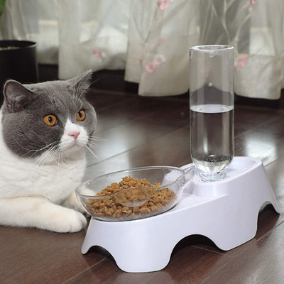 El perro plástico acaricia la botella doble de Cat Food Bowls With Automatic Waterer