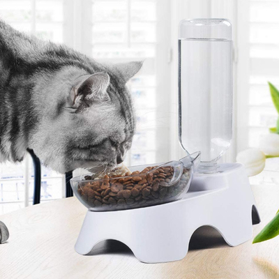 El perro plástico acaricia la botella doble de Cat Food Bowls With Automatic Waterer