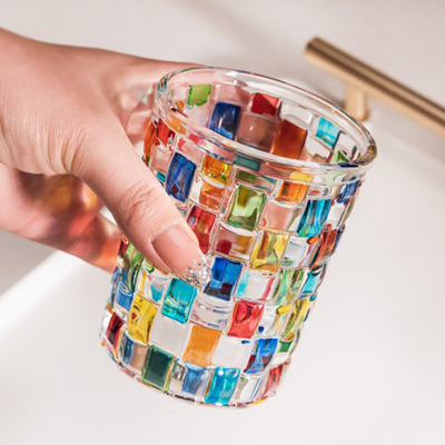 Mosaico colorido Crystal Glass Cup Mug del estilo del Ins para el whisky 270ml del café express