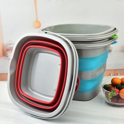 cubo de limpieza plegable plástico portátil 10L con ahorro de espacio de la manija