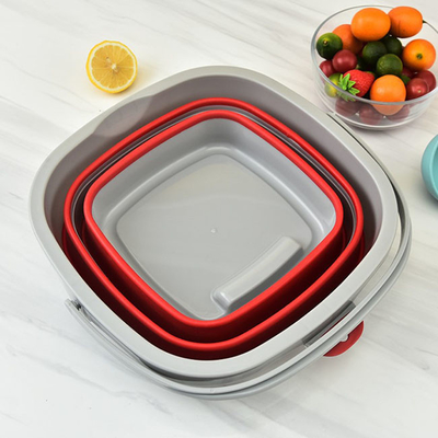cubo de limpieza plegable plástico portátil 10L con ahorro de espacio de la manija