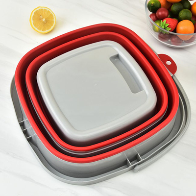 cubo de limpieza plegable plástico portátil 10L con ahorro de espacio de la manija
