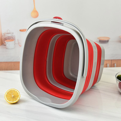 cubo de limpieza plegable plástico portátil 10L con ahorro de espacio de la manija