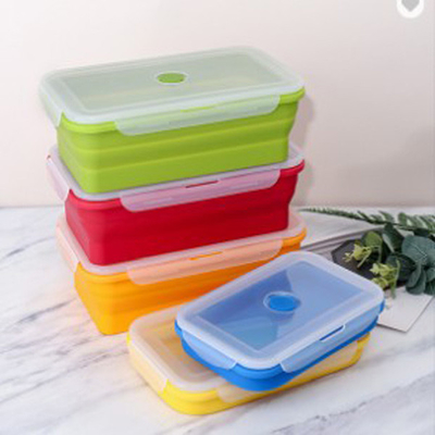 Fiambrera multi Bento Box Set Microwavable del compartimiento del plegamiento del gel de silicona 4 pedazos