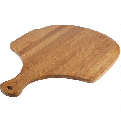Tablero de bambú natural superior de la cáscara de la pizza de la panadería con los bordes y la manija fáciles del deslizamiento