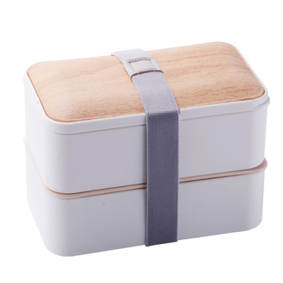 Envases multi herméticos Bento de bambú de la fiambrera del compartimiento de 2 capas