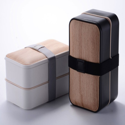 Envases multi herméticos Bento de bambú de la fiambrera del compartimiento de 2 capas