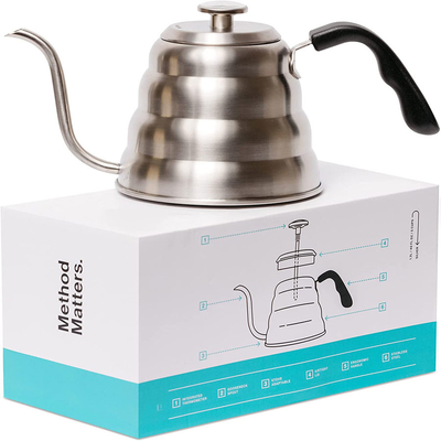Vierta sobre caldera de acero inoxidable del cuello de cisne del café con el termómetro