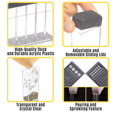 Tarros de las coctelera de los contenedores de almacenamiento de la especia del plástico transparente de TOPZEA para los condimentos de los condimentos