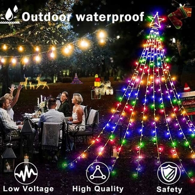 La Navidad al aire libre impermeable de Halloween adorna la estrella que el alambre enciende multicolor