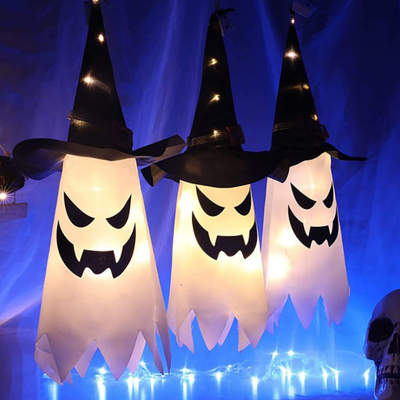 De la luz sombrero al aire libre de la bruja de las decoraciones del fantasma de la ejecución de Halloween para arriba
