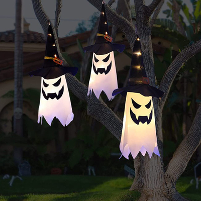 De la luz sombrero al aire libre de la bruja de las decoraciones del fantasma de la ejecución de Halloween para arriba