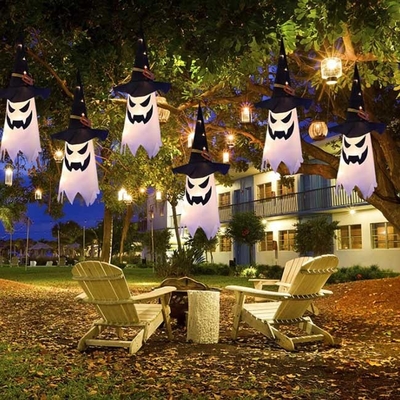 De la luz sombrero al aire libre de la bruja de las decoraciones del fantasma de la ejecución de Halloween para arriba