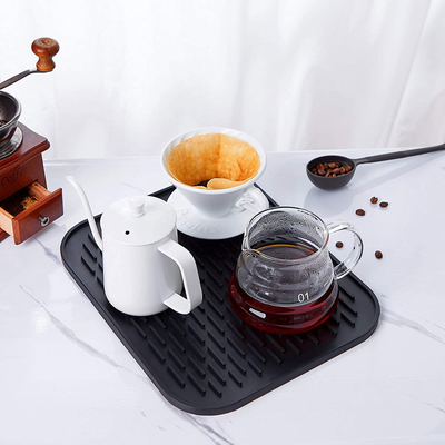 Plato a prueba de calor del silicón del palero que seca negro del fabricante de Mat For Pour Over Coffee