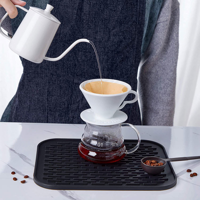 Plato a prueba de calor del silicón del palero que seca negro del fabricante de Mat For Pour Over Coffee