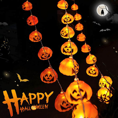 Luces al aire libre interiores de la secuencia de la calabaza de los ornamentos LED de la Navidad de Halloween